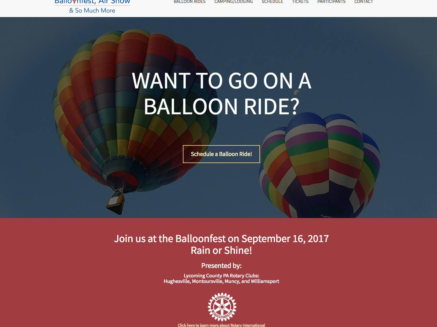 Penn College Balloon Rides website