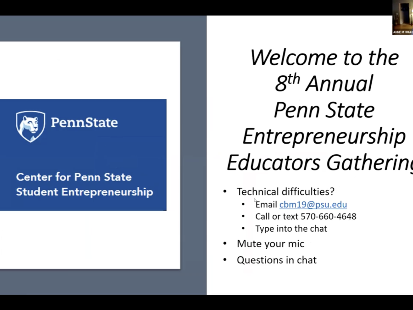 A screenshot of a PPT slide introducing the Entrepreneurship Educators Gathering.