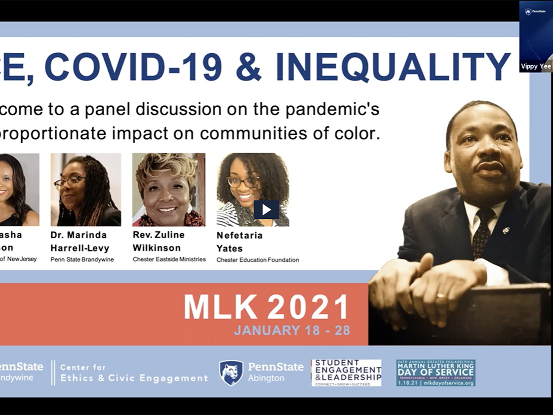 A screenshot of a virtual MLK Day event. 
