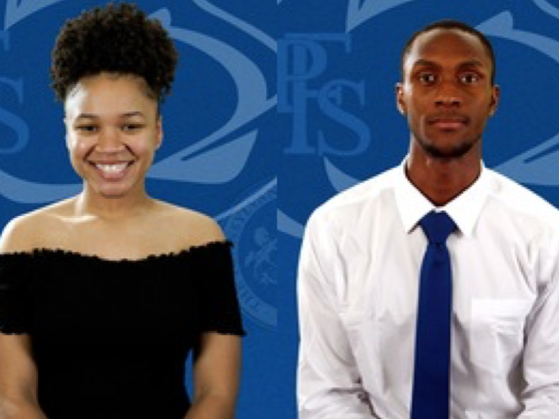 Taylor McCormick (left) and Iman Young (right), winners of the 2021 National Student-Athlete of the Year award presented by USCAA.