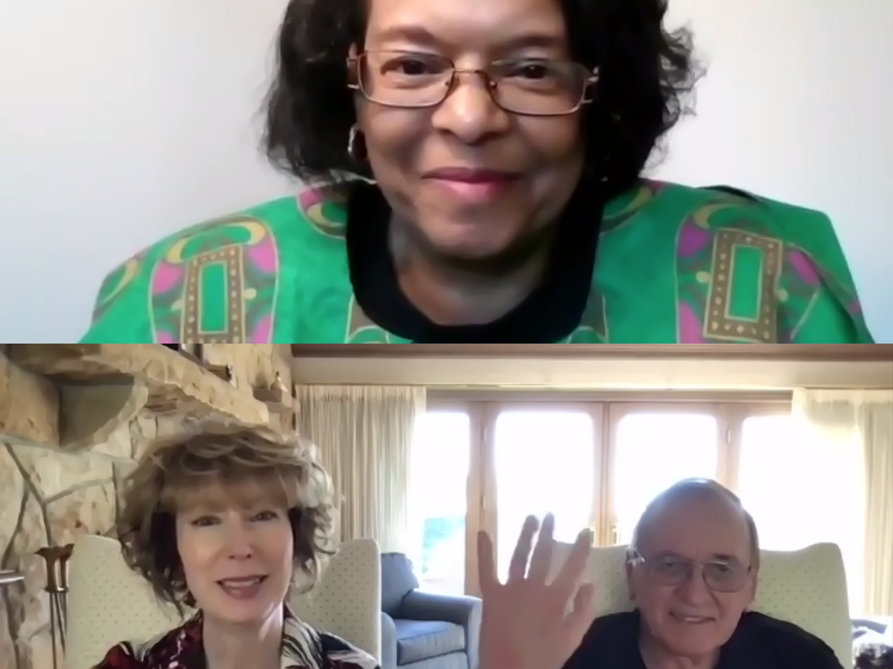 Norma D. Thomas (top) and Robert L. Mocniak (bottom), joined by his wife, Donna