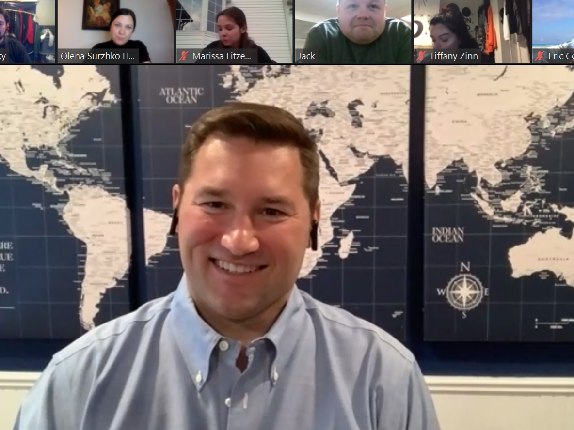 U.S. Rep. Guy Reschenthaler talks with students and faculty during a Zoom meeting with the Penn State Behrend political science program.