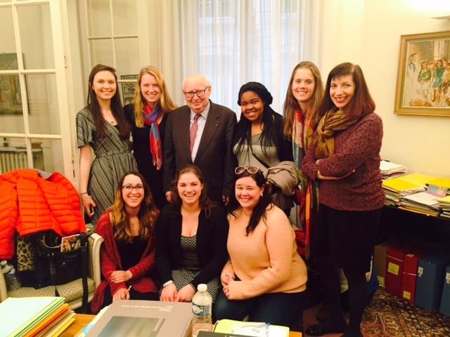 Students met with the historian and activist, Serge Klarsfeld, while in France.