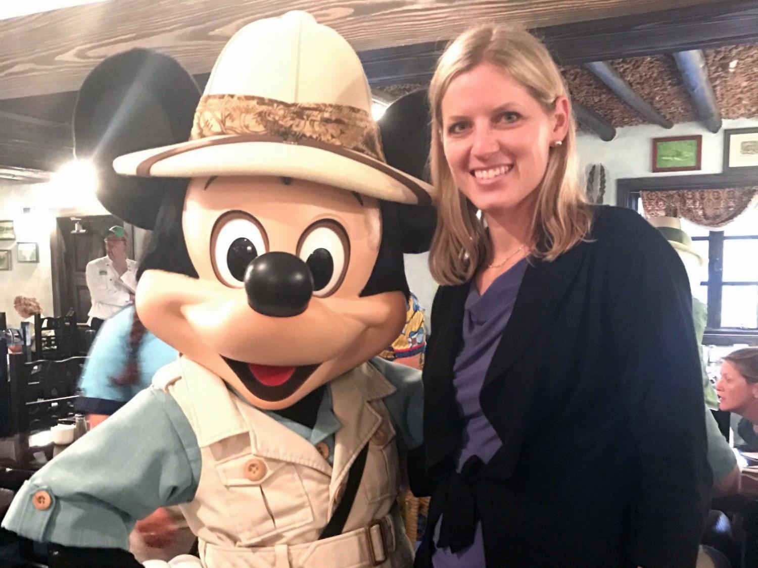 Shannon McCully poses with Mickey Mouse