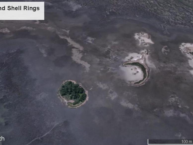 Aerial view of shell rings