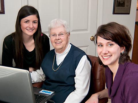 Students help resident learn to Skype
