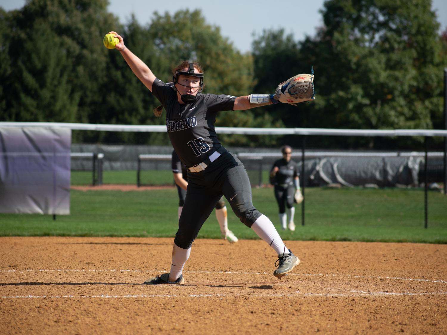 Penn State Behrend pitcher Ashleigh Schmidt throws the ball.