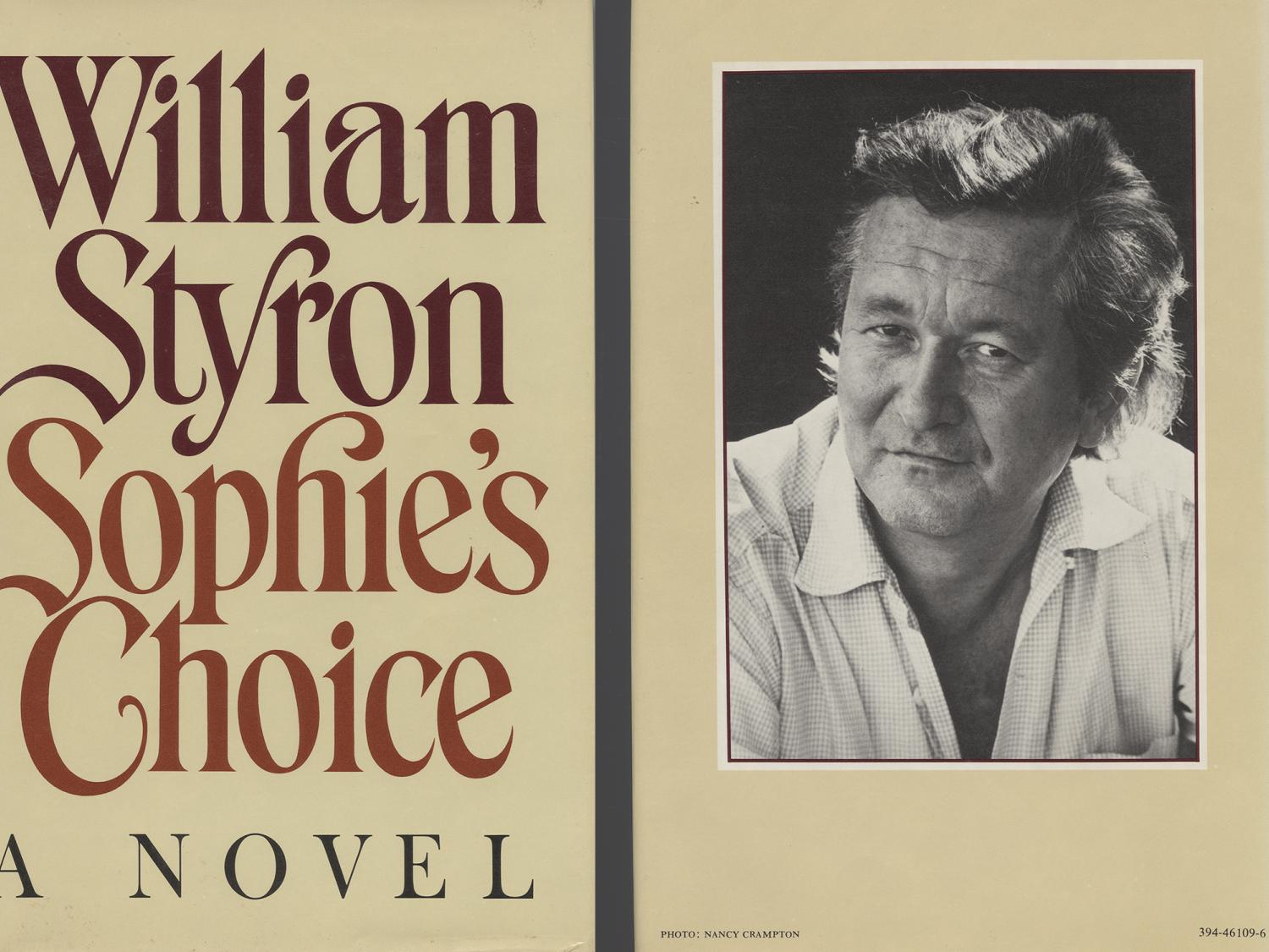 front and back book jacket scans of novel "Sophie's Choice" by William Styron, back cover shows black and white photo of author