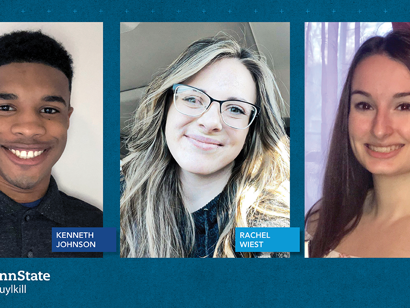 A graphic containing headshots of three Schuylkill students