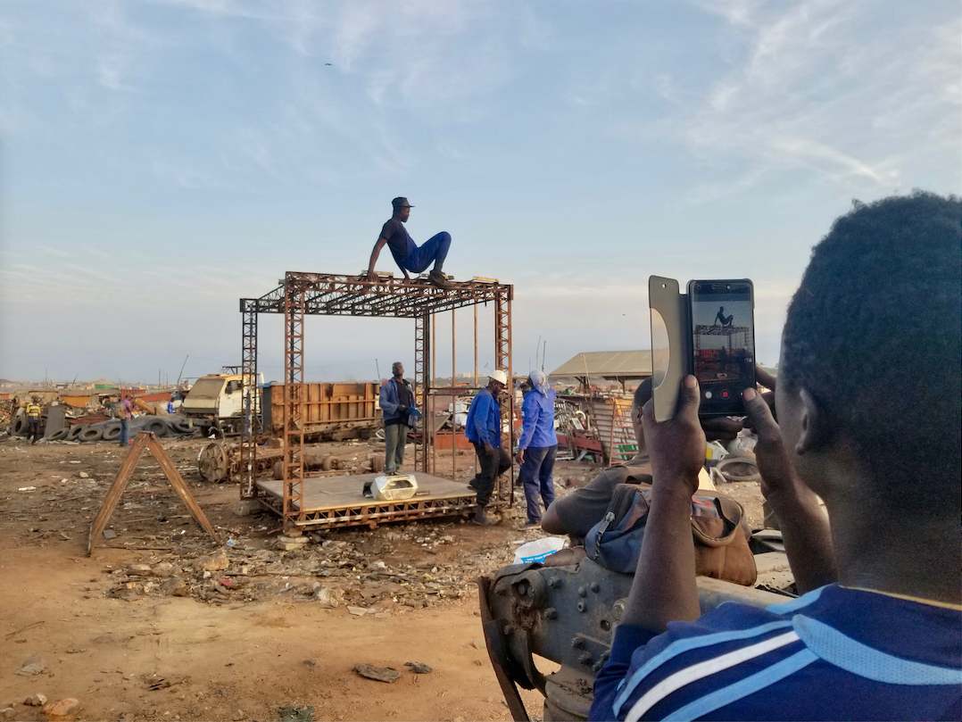 men building framework of makerspace module