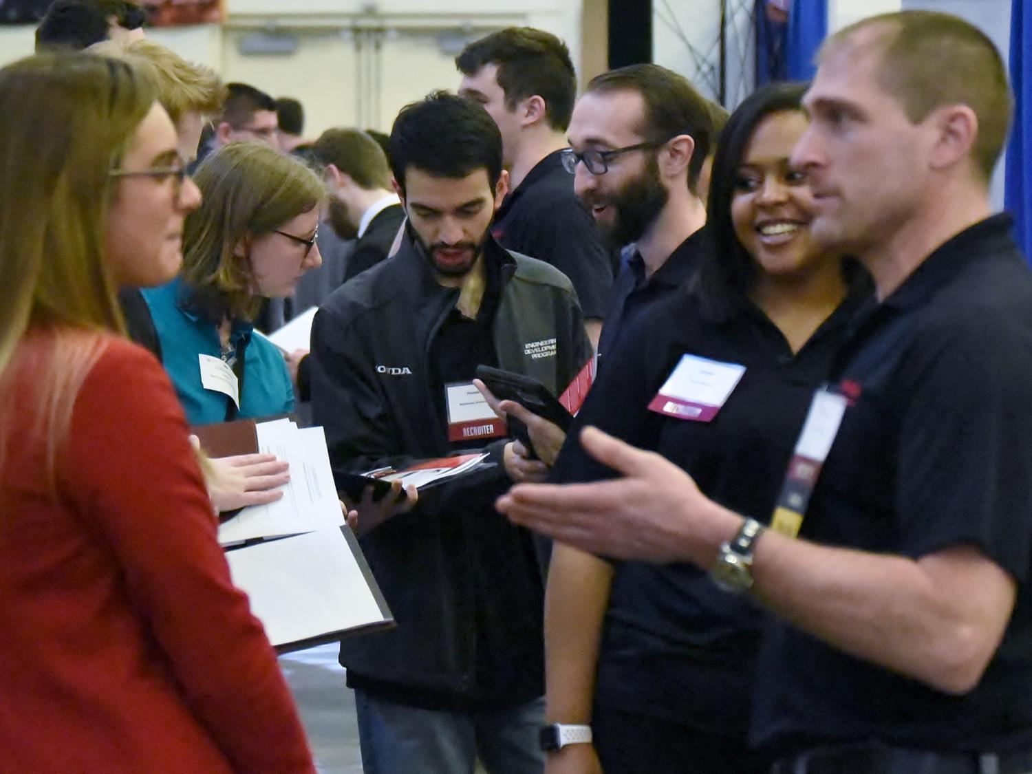 A record 186 companies attended Penn State Behrend's Spring Career and Internship Fair, held March 20 in the college’s Junker Center.