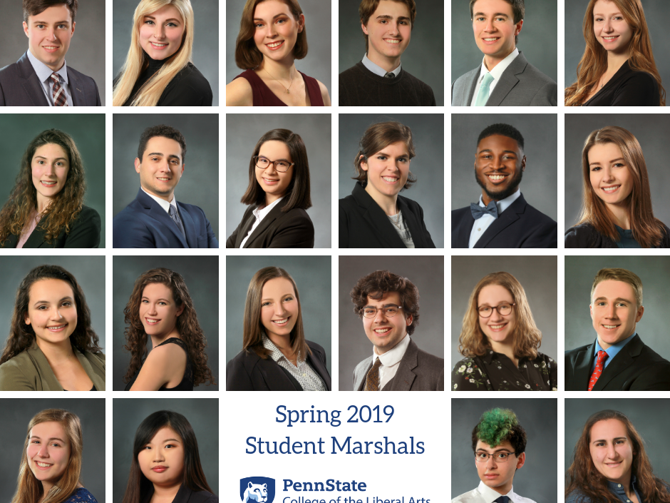 College of the Liberal Arts spring 2019 student marshals' headshots
