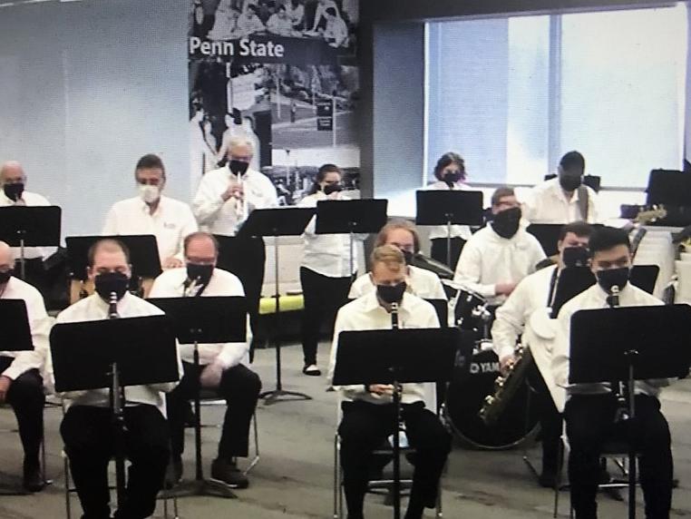 jazz band members playing Stairway to Heaven for 2021 spring concert