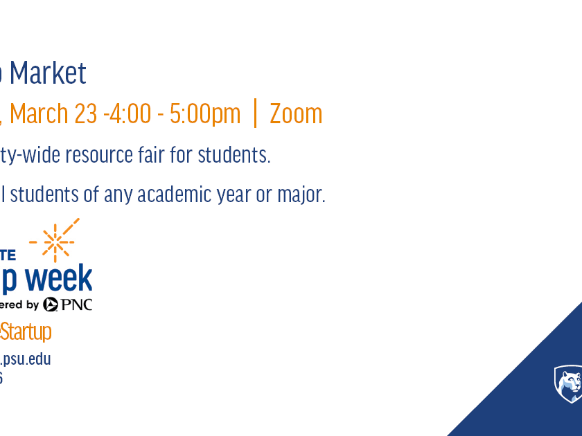 Flyer for Startup Market, a university-wide resource fair for students.