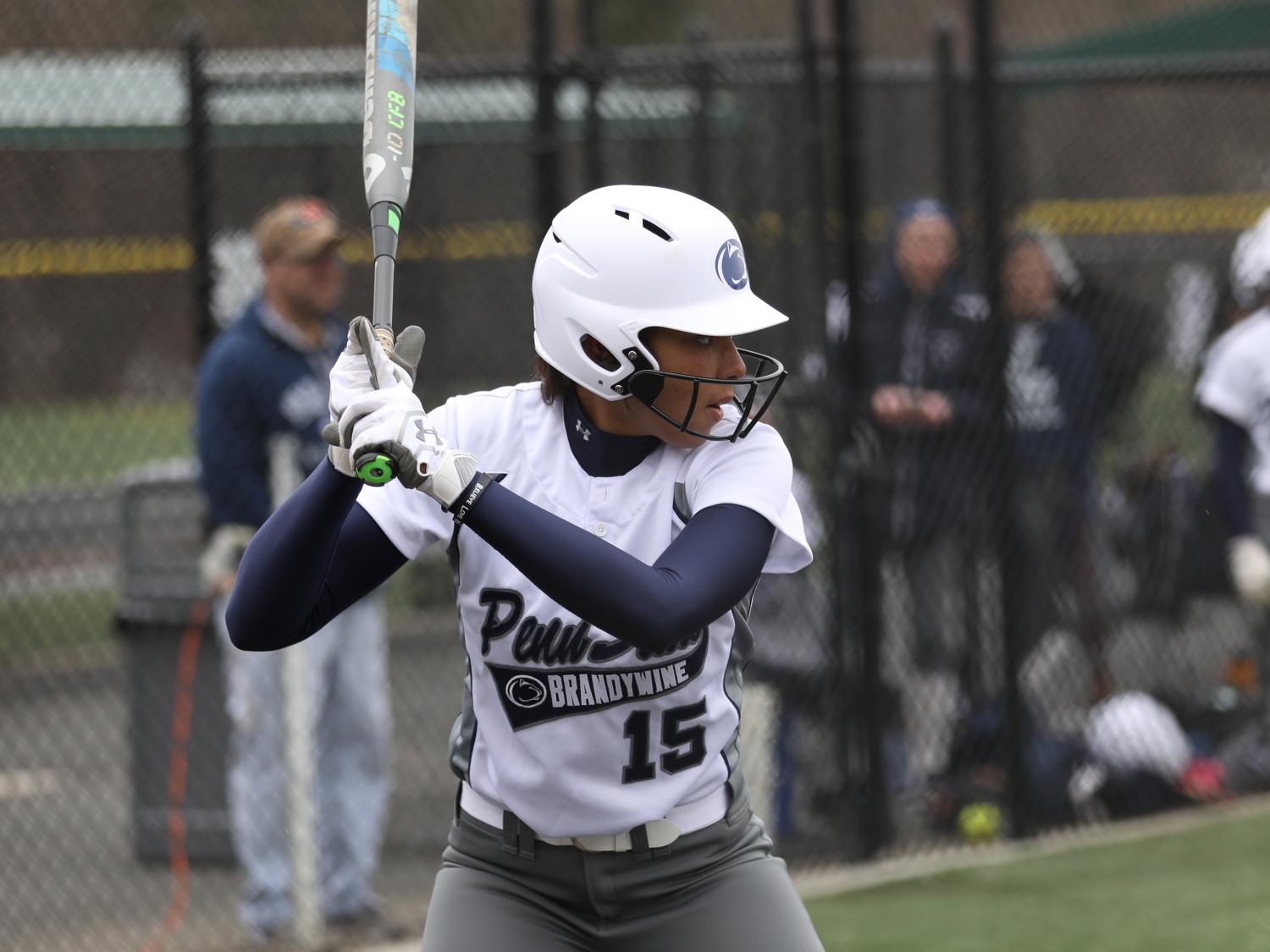 Katy Steffen stands ready to face a pitch