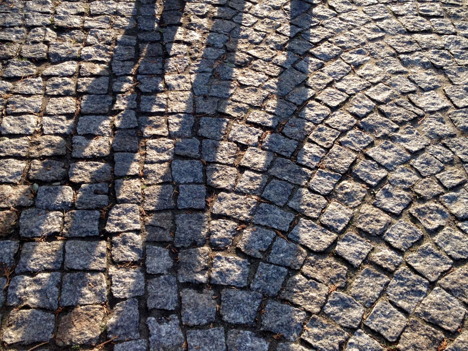 shadows on cobblestones