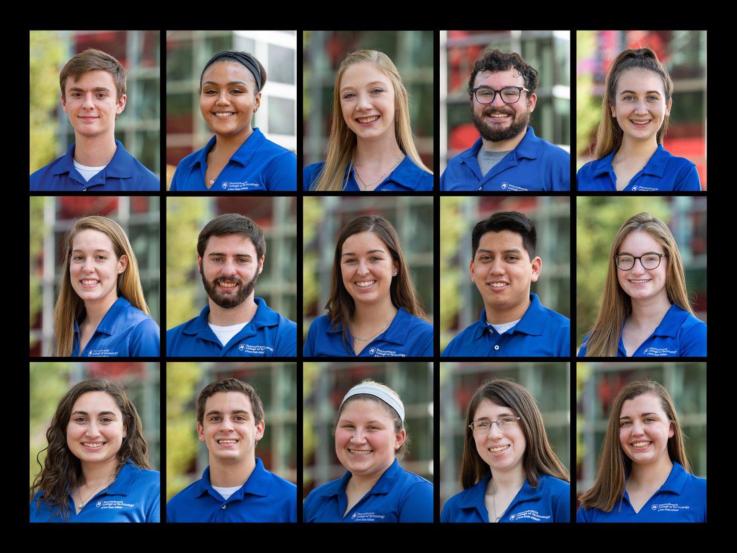 Portraits of Penn College Student Ambassadors for fall 2020