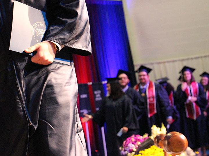 students at commencement ceremony