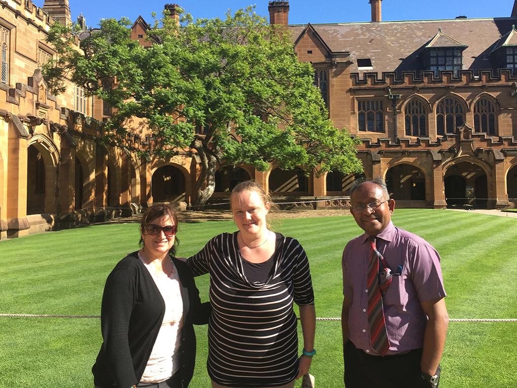 Joshi and Chandra with Kristin Johnson from the University of Sydney