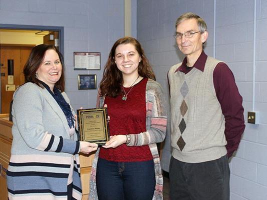 Penn State Mont Alto Physical Therapist Assistant student, Courtney Student (center) receives PennACE award.