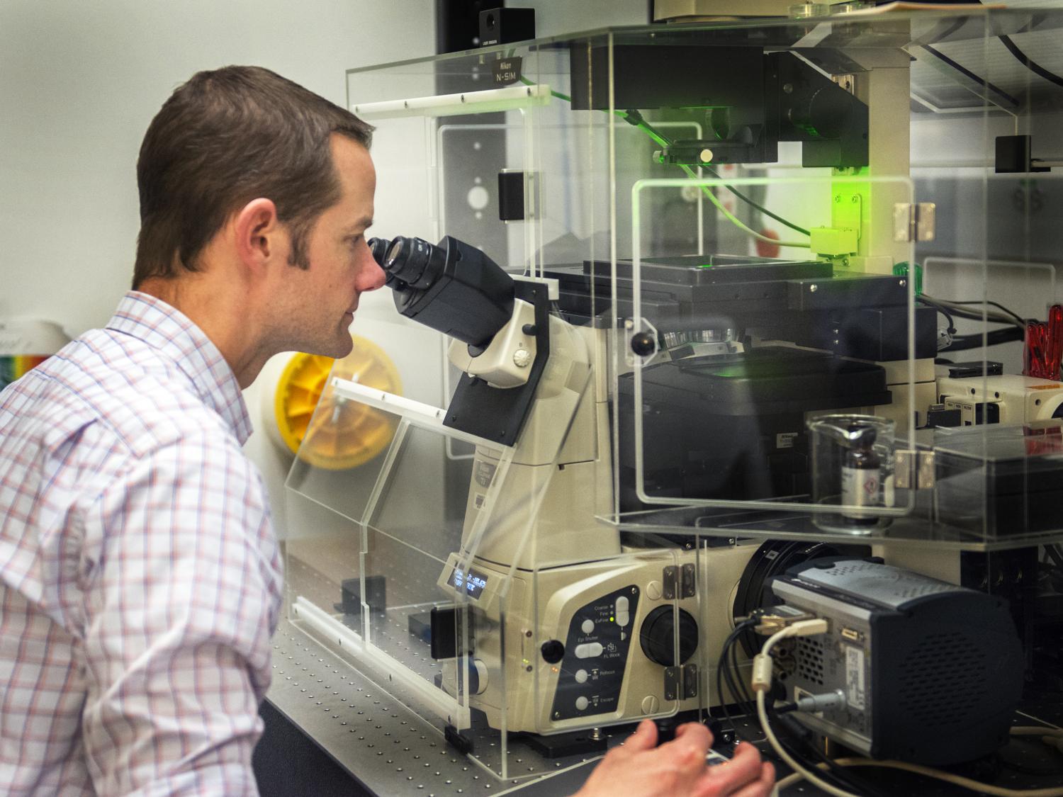 Charles Anderson with super microscope