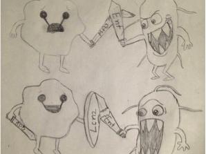 drawing blood cells swords