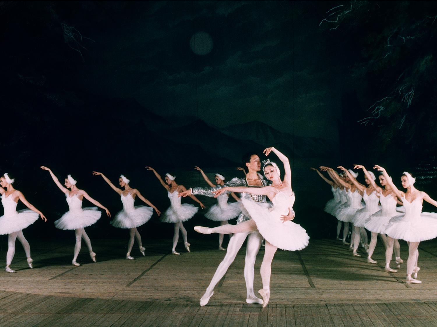 Moscow Festival Ballet dancers appear in a scene from "Swan Lake"