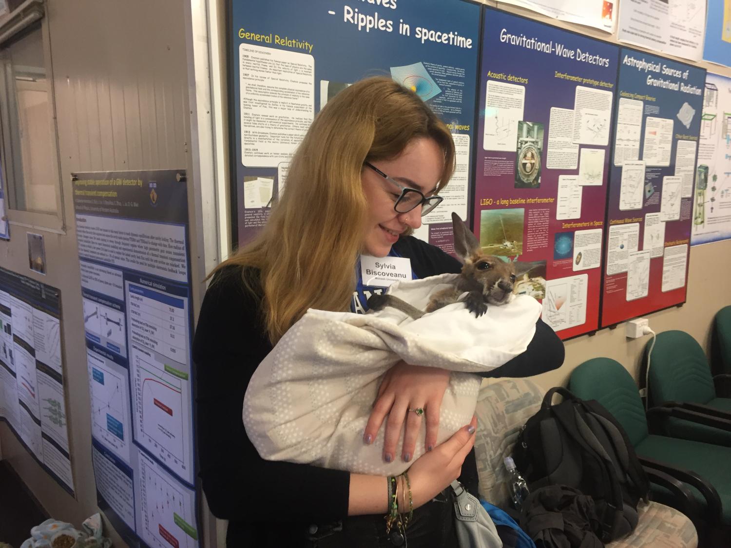 Sylvia Biscoveanu with kangaroo