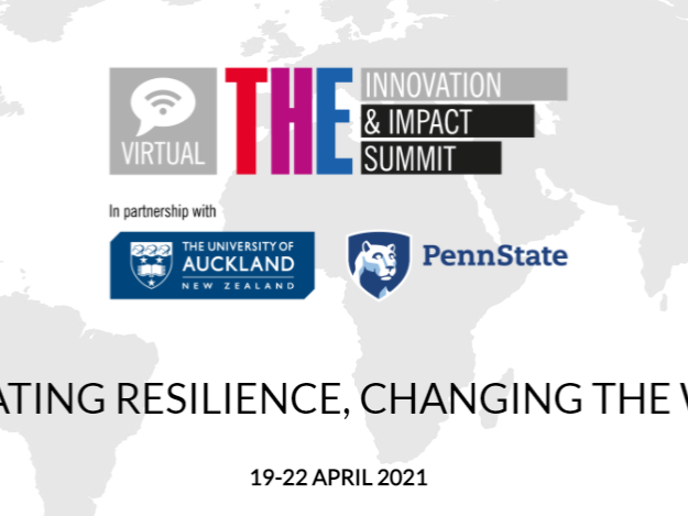 Screenshot of the webpage for the THE Innovation and Impact Summit, April 19-22, 2021