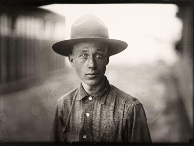 Lewis Hine, Untitled, "Army Camp", from "Portfolio I", c. 1917, printed 1975, selenium-toned gelatin silver print. Gift of Robert J. Doherty, 76.70.4.