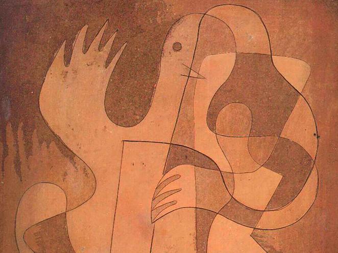 Morris Blackburn, "Emergence," 1948, copper plate (detail). Courtesy of Dolan/Maxwell and the Pennsylvania Academy of the Fine Arts. 