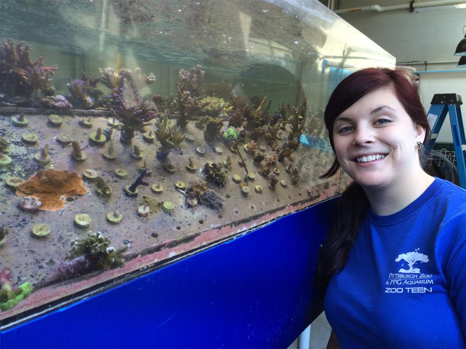 student story photo with coral