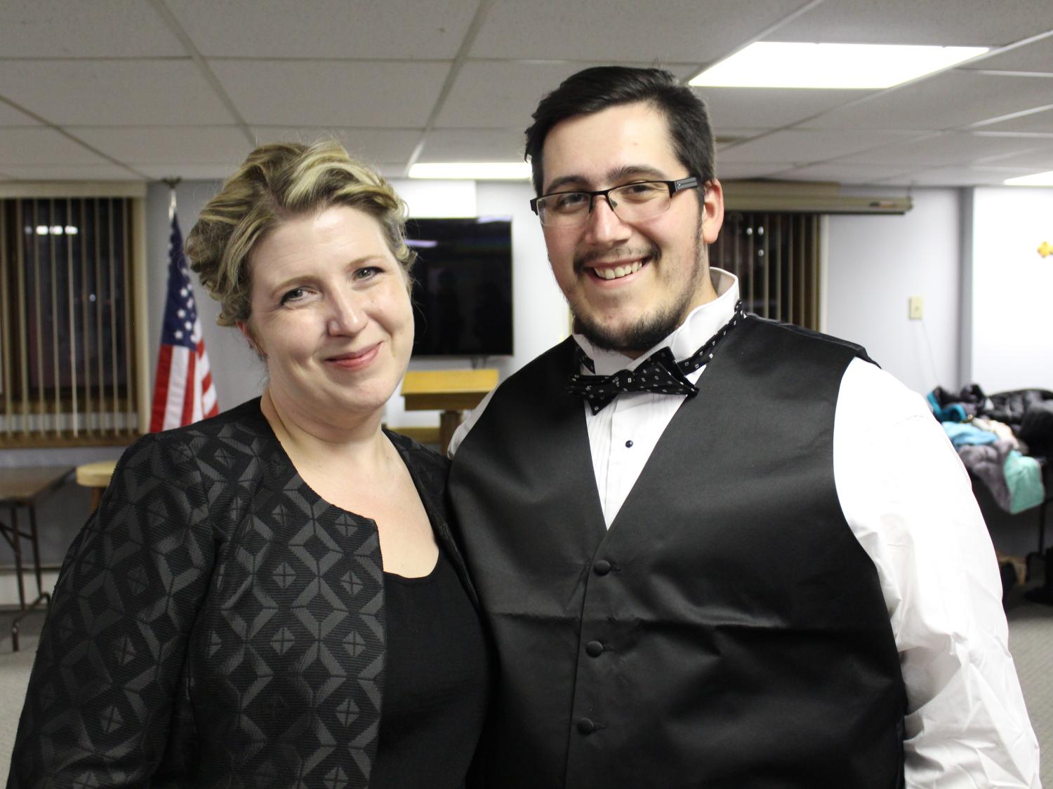 Taylor May, shown here with Gabrielle Dietrich, director of Choral Ensembles at Penn State Behrend and artistic director for YPC Erie, had never sung in a formal choir until he came to college.