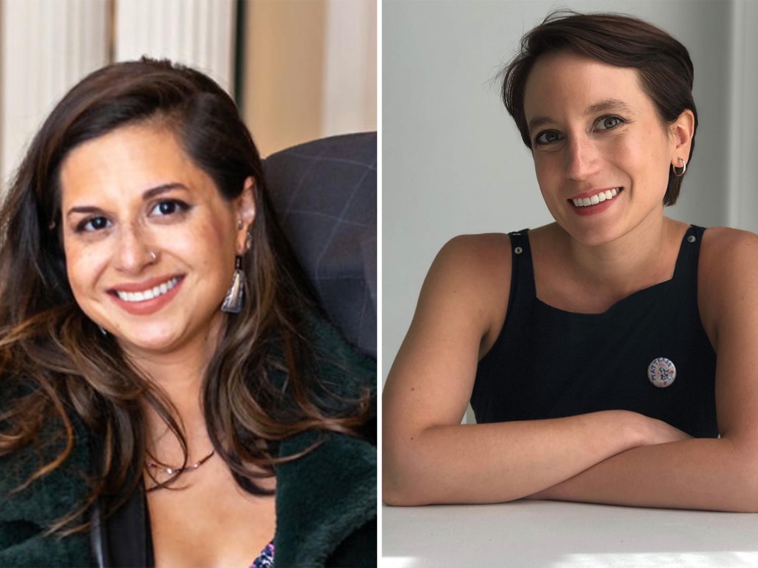 two-head shot collage of two women
