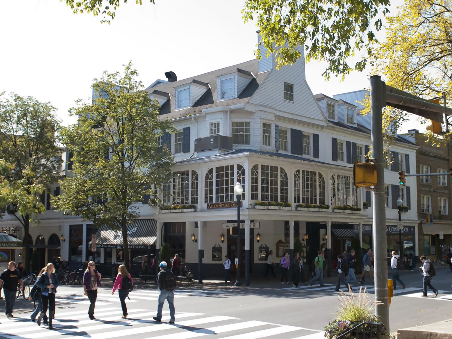 The Corner Room restaurant in downtown State College sits across the street from Hammond and Sackett buildings on the University Park campus.