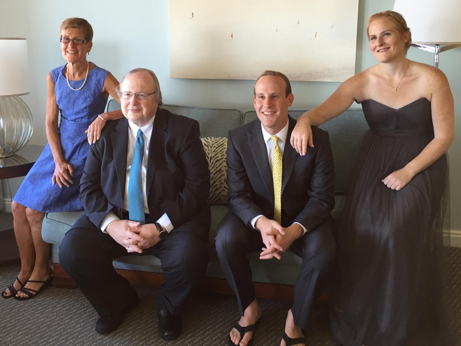 A photo of the Jaffe family: Lynn, Austin, Alex and Roxanne.