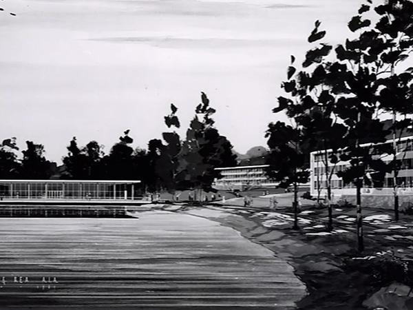 Rendering of Slep Student Center and Oak Hall
