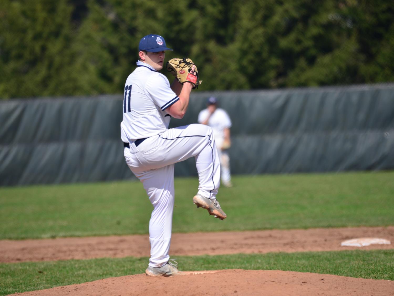Penn State Behrend pitcher Thomas Zbezinski prepares to throw the ball.