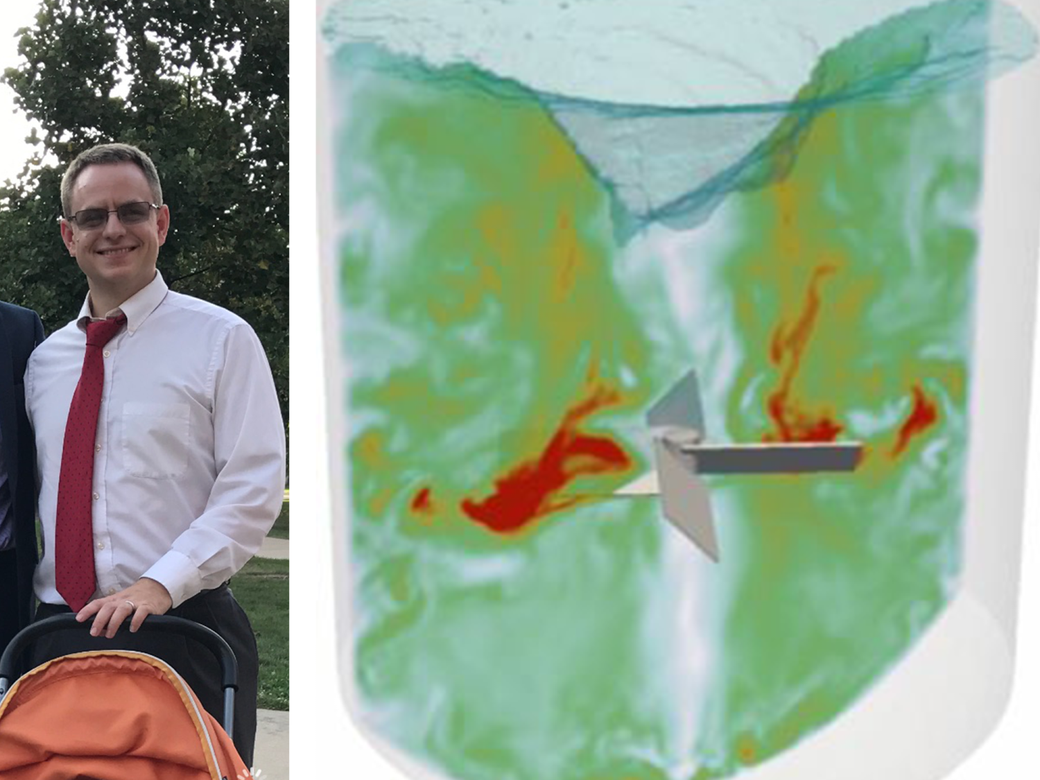 John Thomas and a software simulation from M-Star.