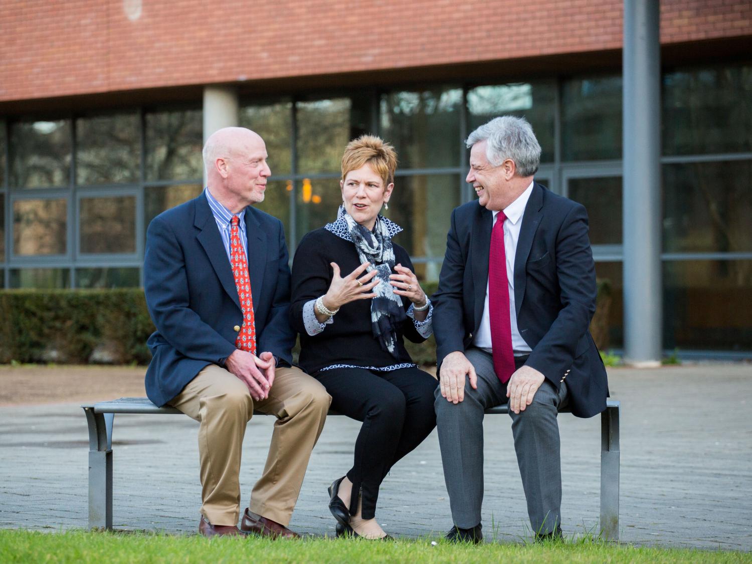 Jeff and Mary Beth Pinto meet with an administrator at the University of Ireland