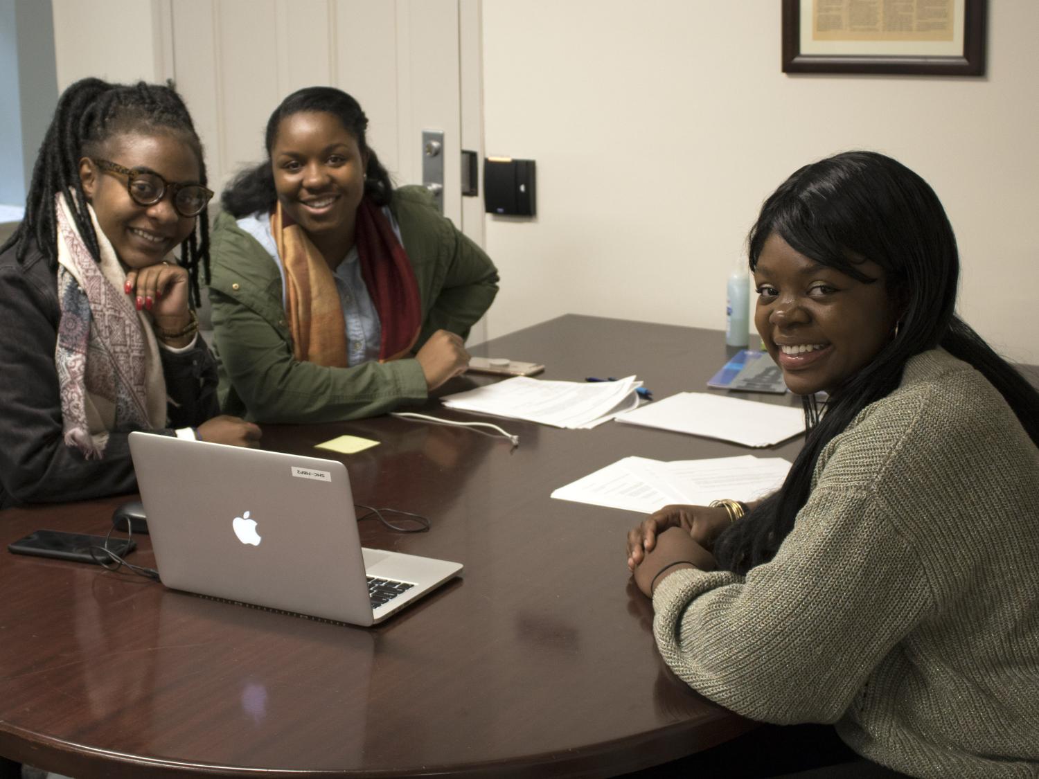 Penn State students Stephanie Keyaka, Candice Crutchfield, and Adriana Lacy