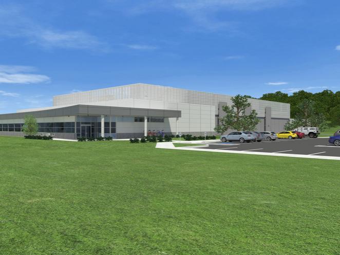 A full-color rendering of the University Technology Center on the Penn State Health Milton S. Hershey Medical Center campus.
