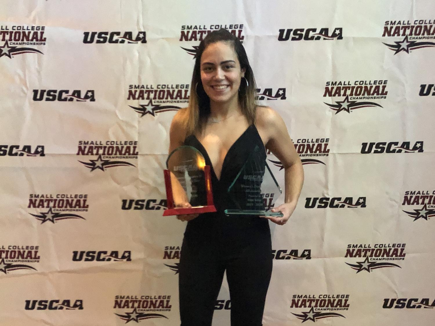 Nikki Velez of Penn State Brandywine at the USCAA awards banquet. 