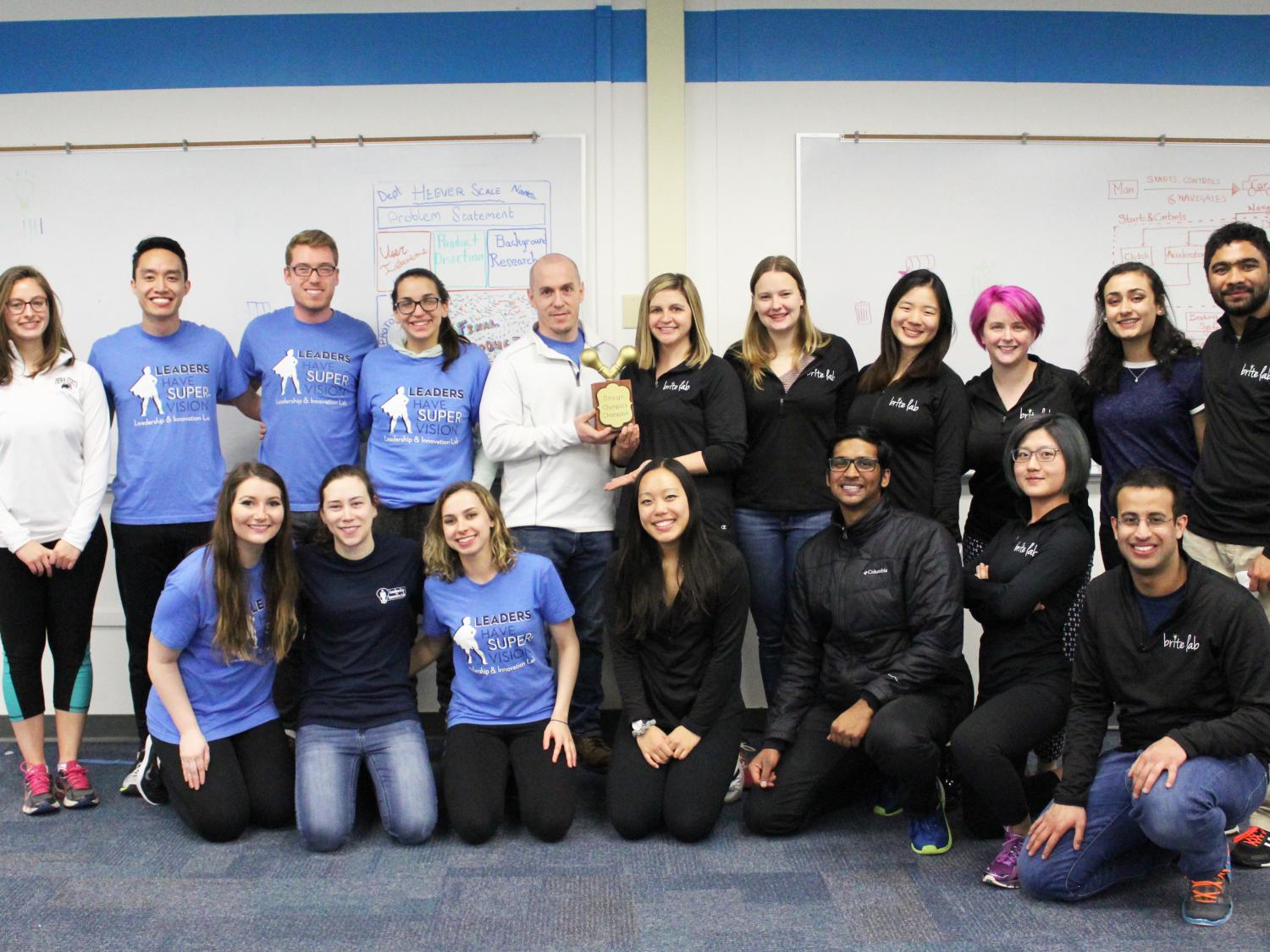 Research groups pose for a picture after the Design Olympics