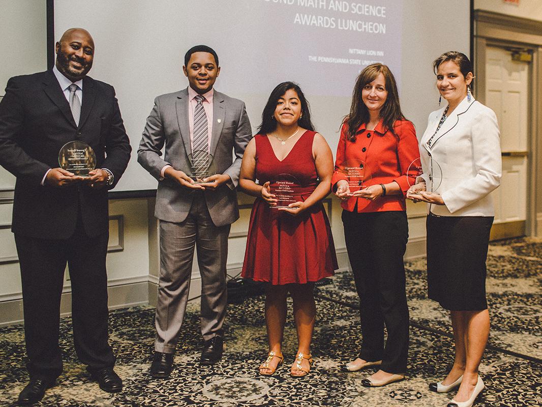 First place winners for upward bound stand with Penn State staff and faculty