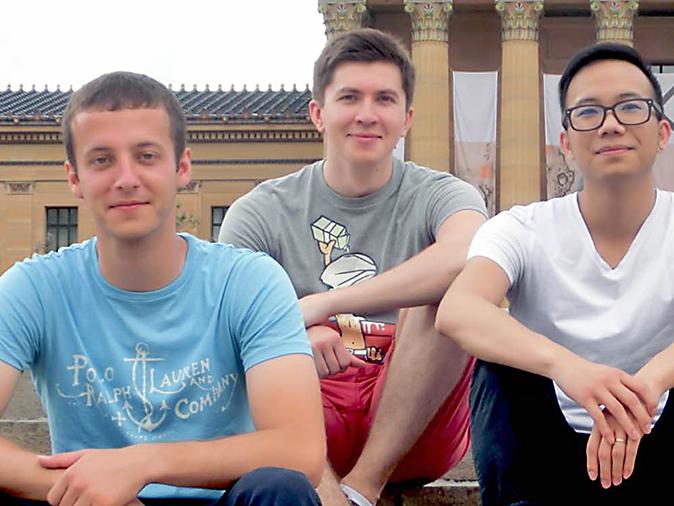 Wastekon founders Endrit Ali, left, Andriy Bokalo and Weiliang Lei