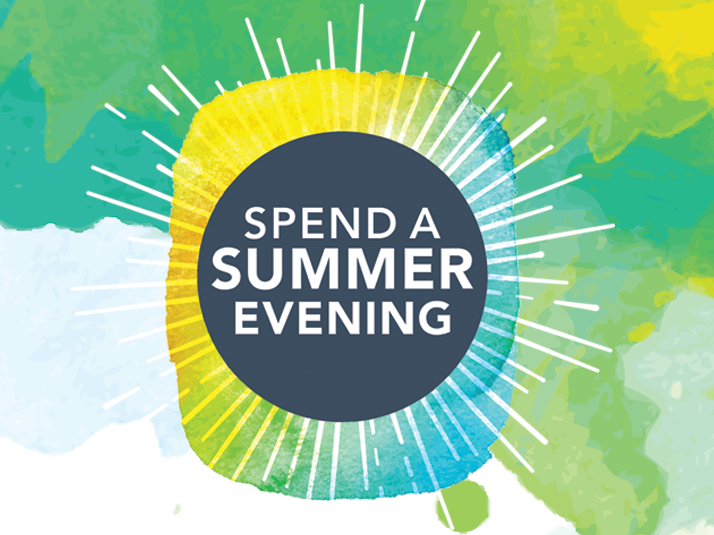logo that looks like a sunburst with text that says Spend a Summer Evening