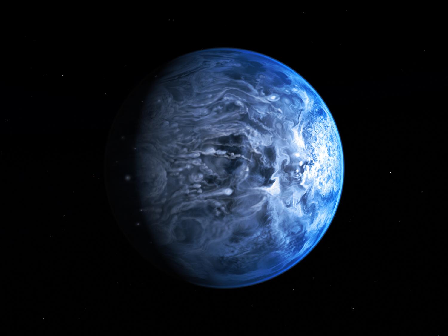 Artist's conception of a planet covered with a global ocean.