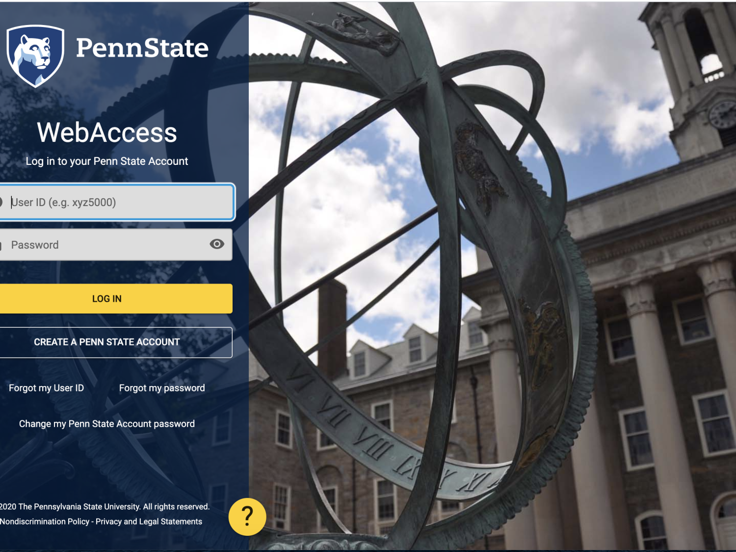 Image of the WebAccess login page.