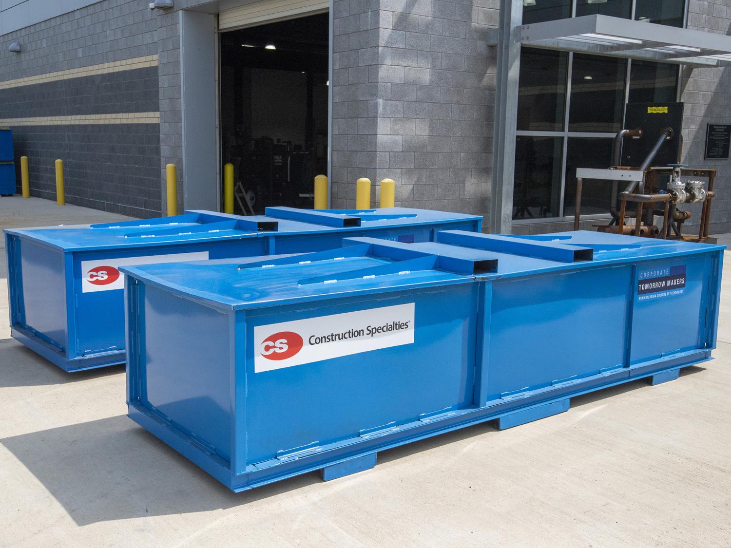 blue welding bins